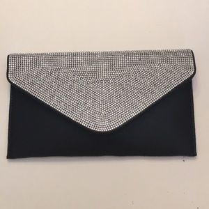 Sasha Jeweled Purse Clutch Black/Silver NWT